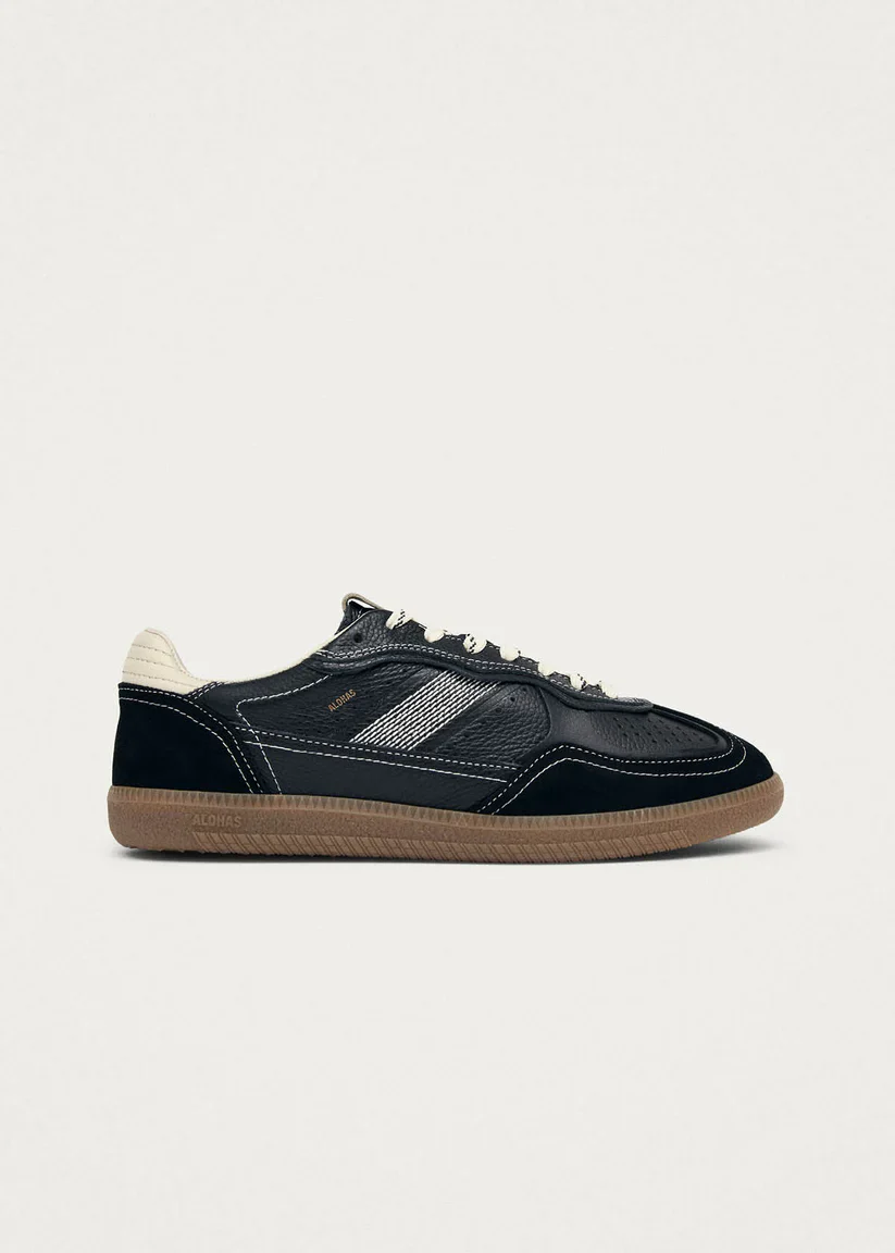 ALOHAS - WOMEN'S RIFE GRAIN WHITE BLACL LEATHER SNEAKER
