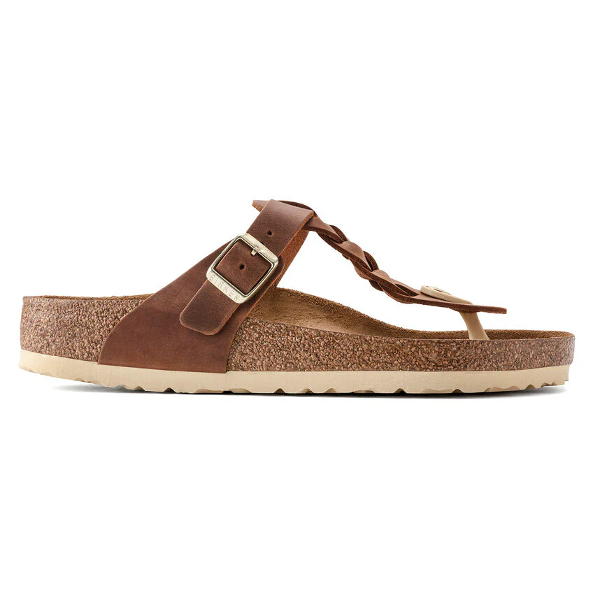 BIRKENSTOCK- GIZEH BRAIDED OILED LEATHER SANDAL