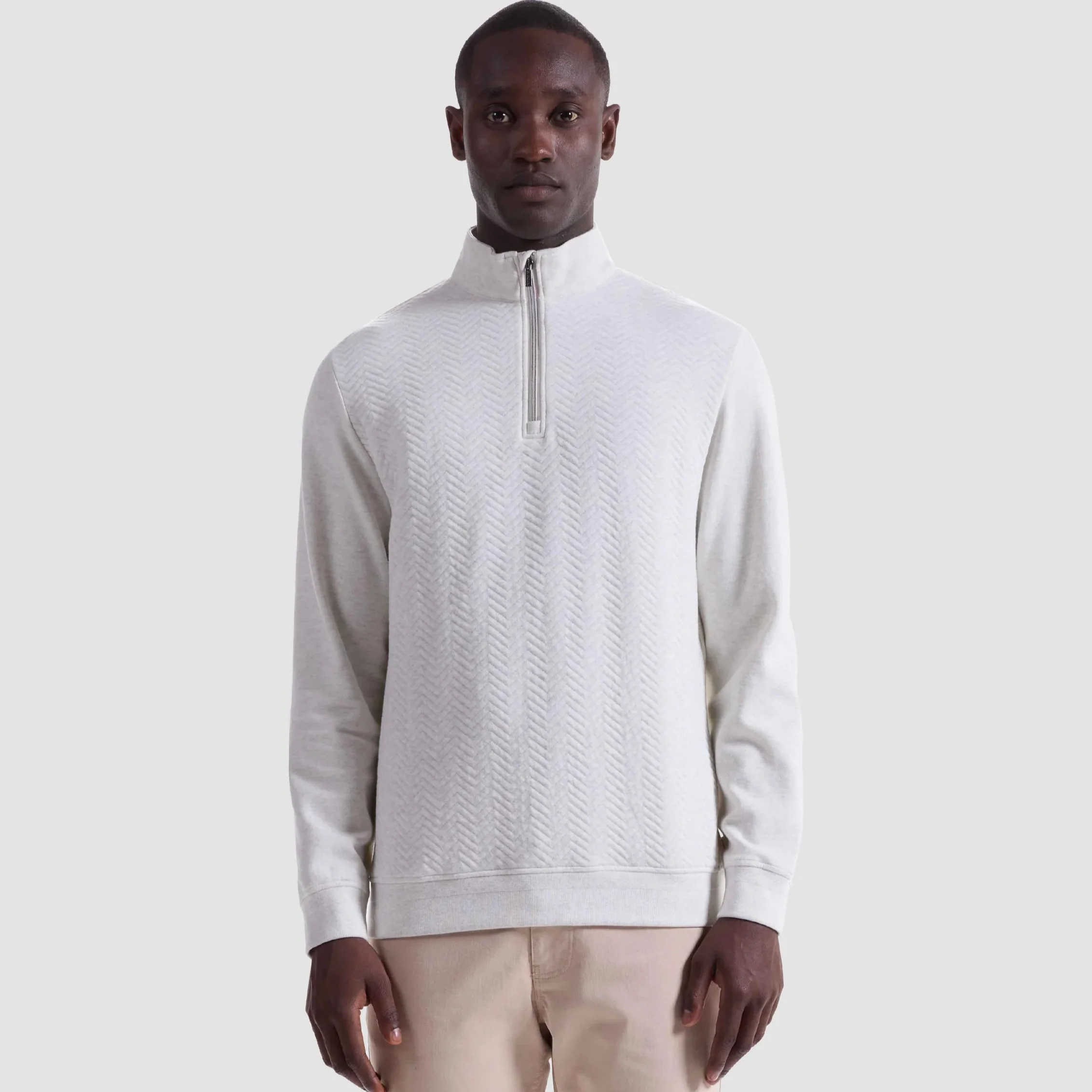 BUGATCHI - MENS Chevron Melange Quarter Zip Pullover
