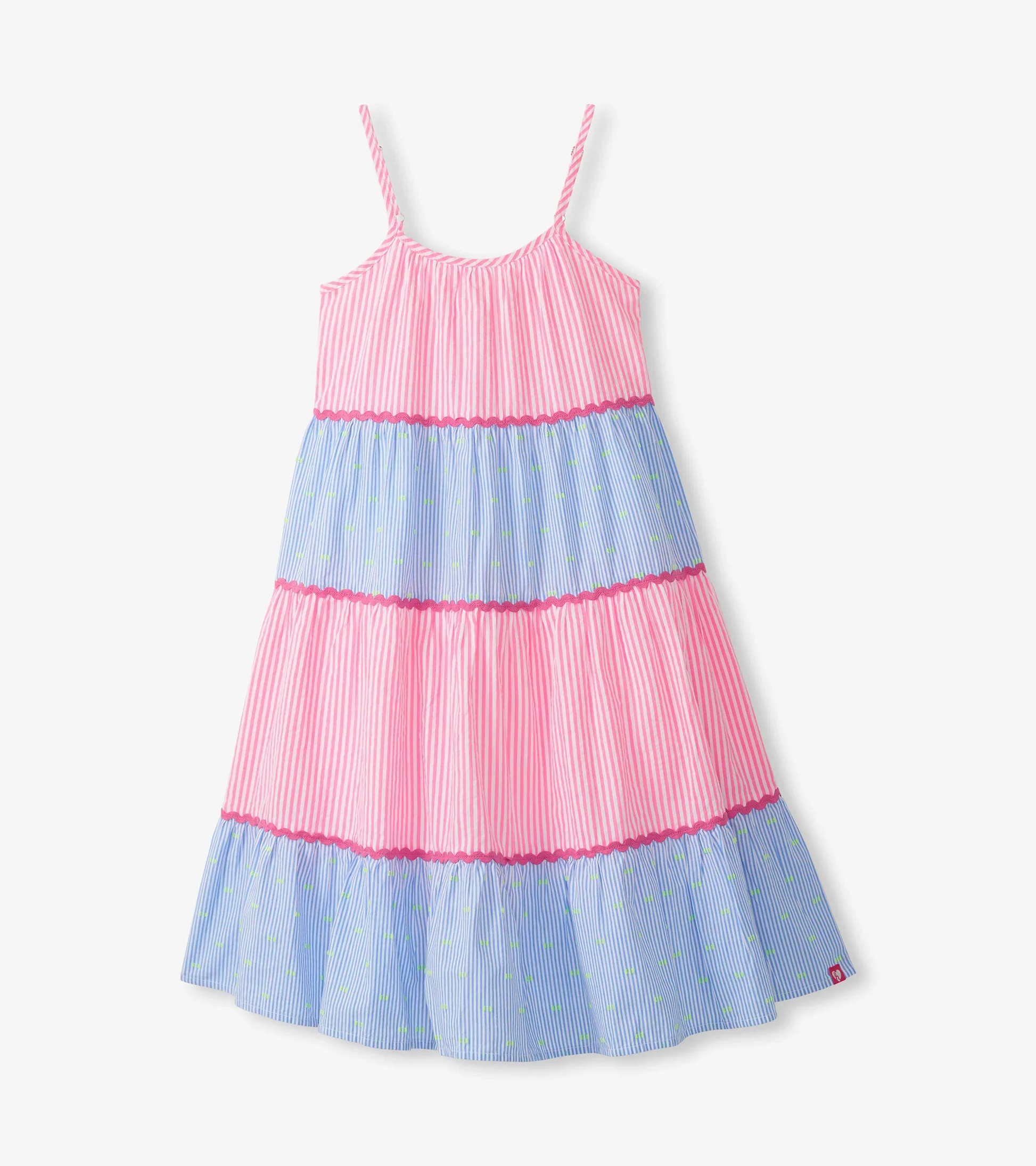 HATLEY - KIDS MIXED SEERSUCKER STRAPPY MIDI DRESS