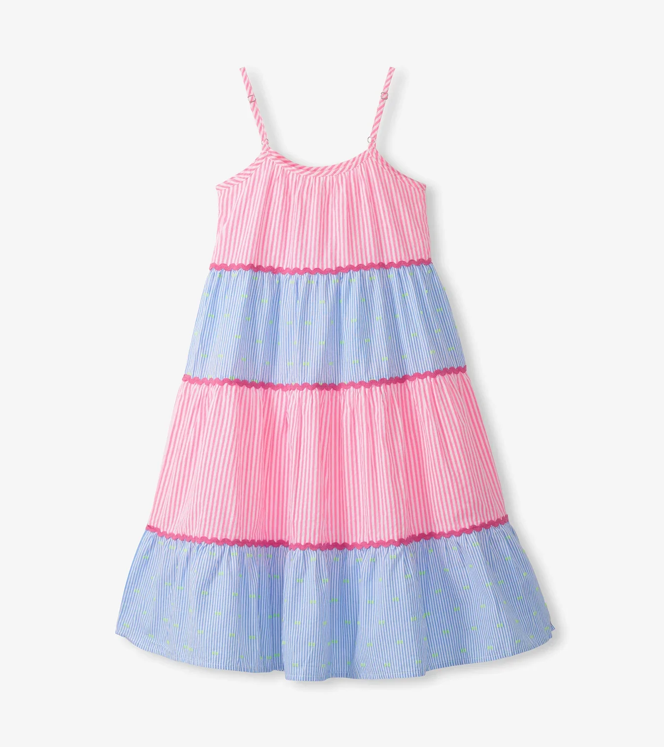 HATLEY - KIDS MIXED SEERSUCKER STRAPPY MIDI DRESS - Image 4