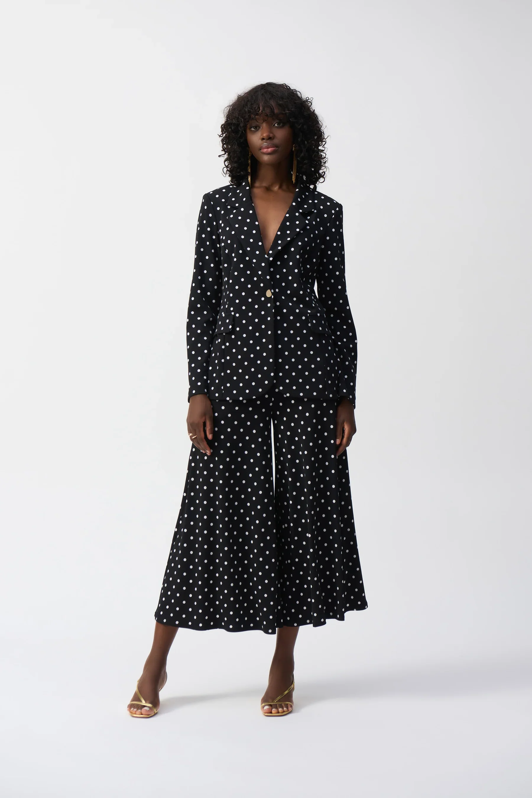 JOSEPH RIBKOFF- WOMEN'S POLKA DOT HIP LENGTH BLAZER - Image 5