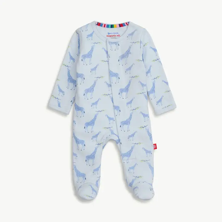 MAGNETIC ME - BLUE JOLIE GIRAFFE ORGANIC COTTON MAG FOOTIE