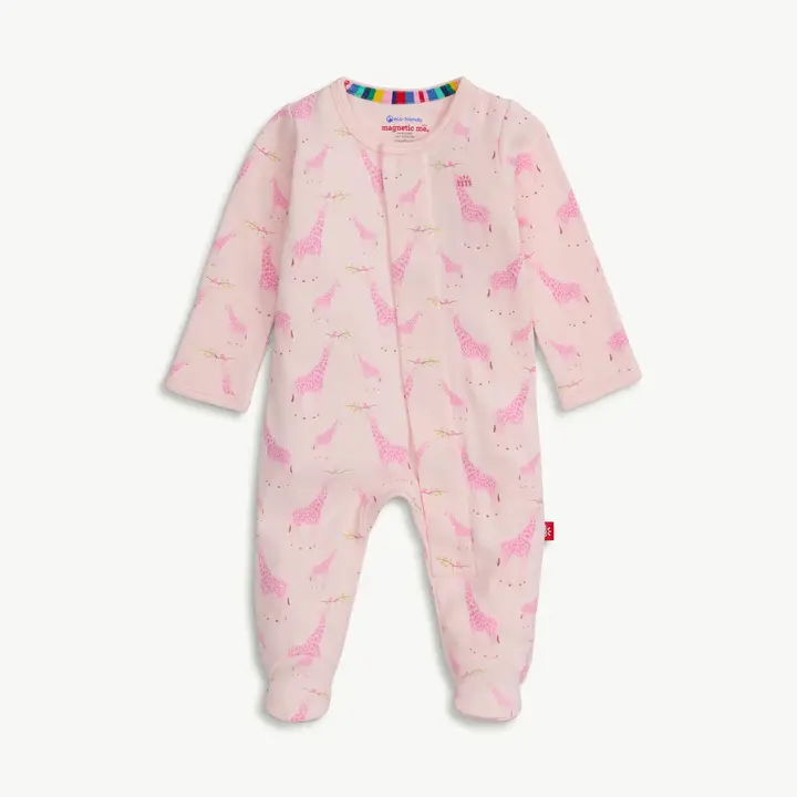 MAGNETIC ME - PINK JOLIE GIRAFFE ORGANIC COTTON MAG FOOTIE