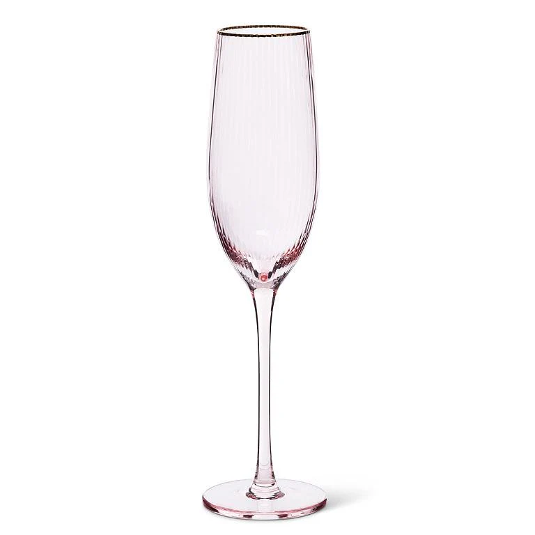 Abbott - Optic Flute w/Gold Rim-Pnk-10"H(9oz)
