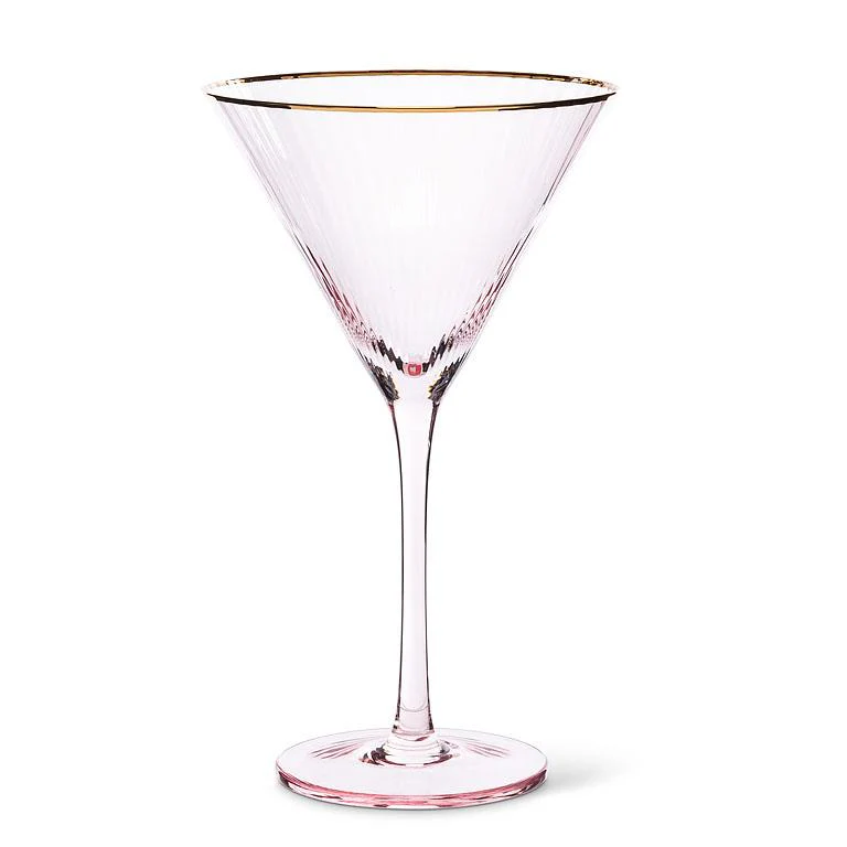 Abbott - Optic Martini w/Gold Rim-Pnk-7.5"H(10oz)