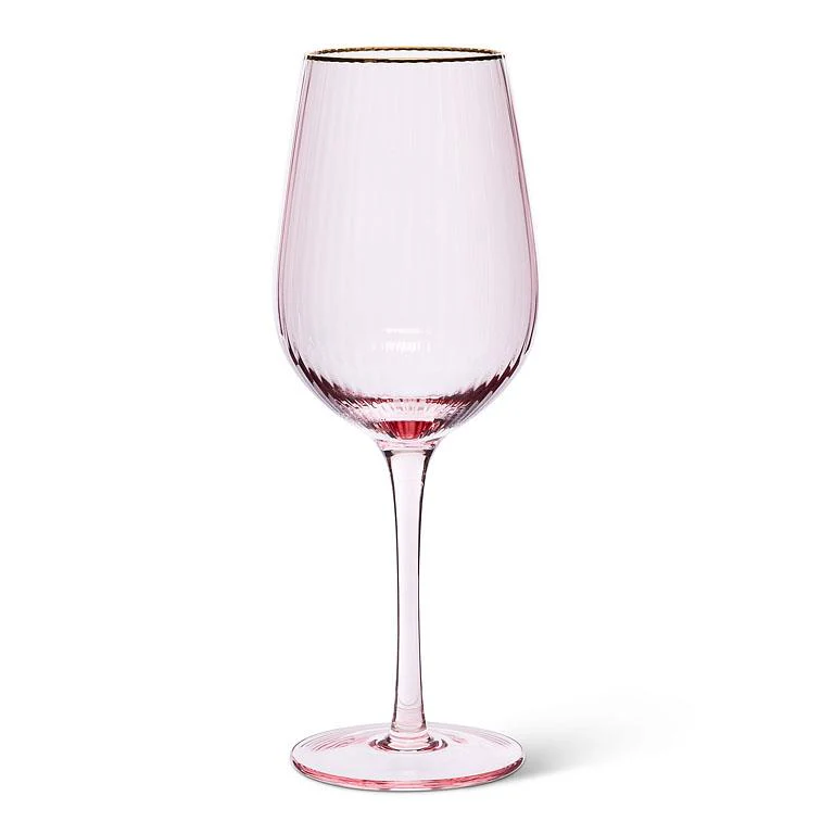 Abbott - Optic Wine Glass w/Gold Rim-Pnk-8.5"H(14oz)