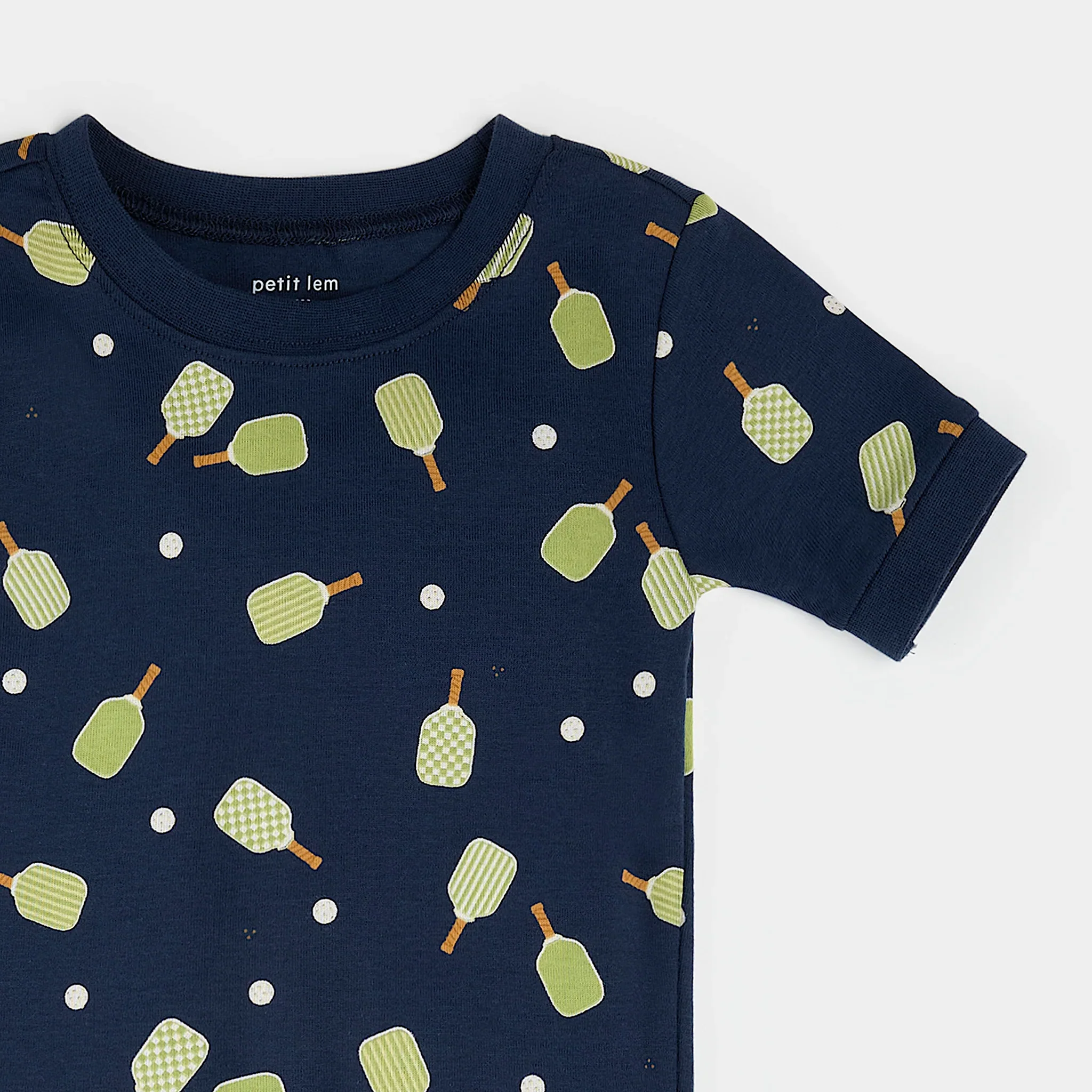 PETIT LEM- Kids Pickleball Print on Dress Blue Short-Sleeved PJ Set (8-14) - Image 2
