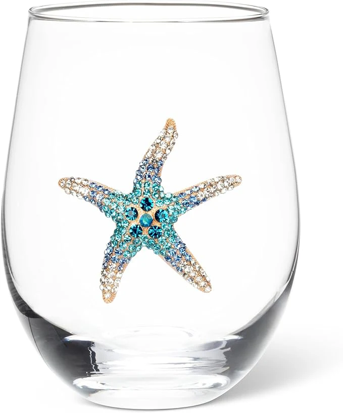 Abbott - Stemless Wine Glass w/Jewel Starfish-4.5"H(16oz)